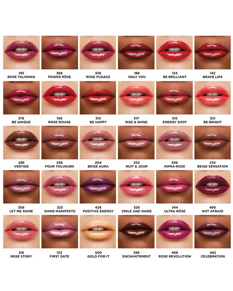 lancôme lipstick color chart